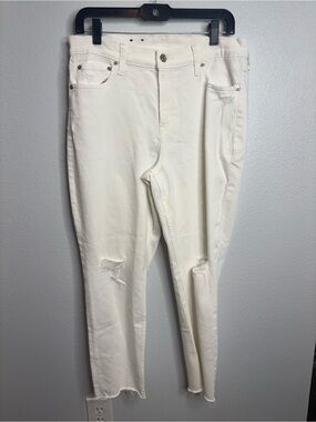 Gap 32/14 Vintage Slim Mid Rise White Raw Hem Jeans